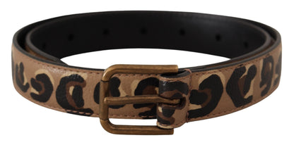 Ceinture Dolce & Gabbana vintage à boucle ardillon en métal et imprimé léopard marron