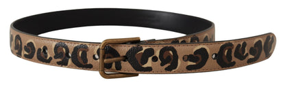 Ceinture Dolce & Gabbana vintage à boucle ardillon en métal et imprimé léopard marron