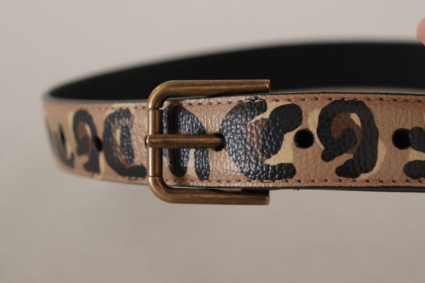 Ceinture Dolce & Gabbana vintage à boucle ardillon en métal et imprimé léopard marron