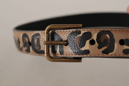 Ceinture Dolce & Gabbana vintage à boucle ardillon en métal et imprimé léopard marron