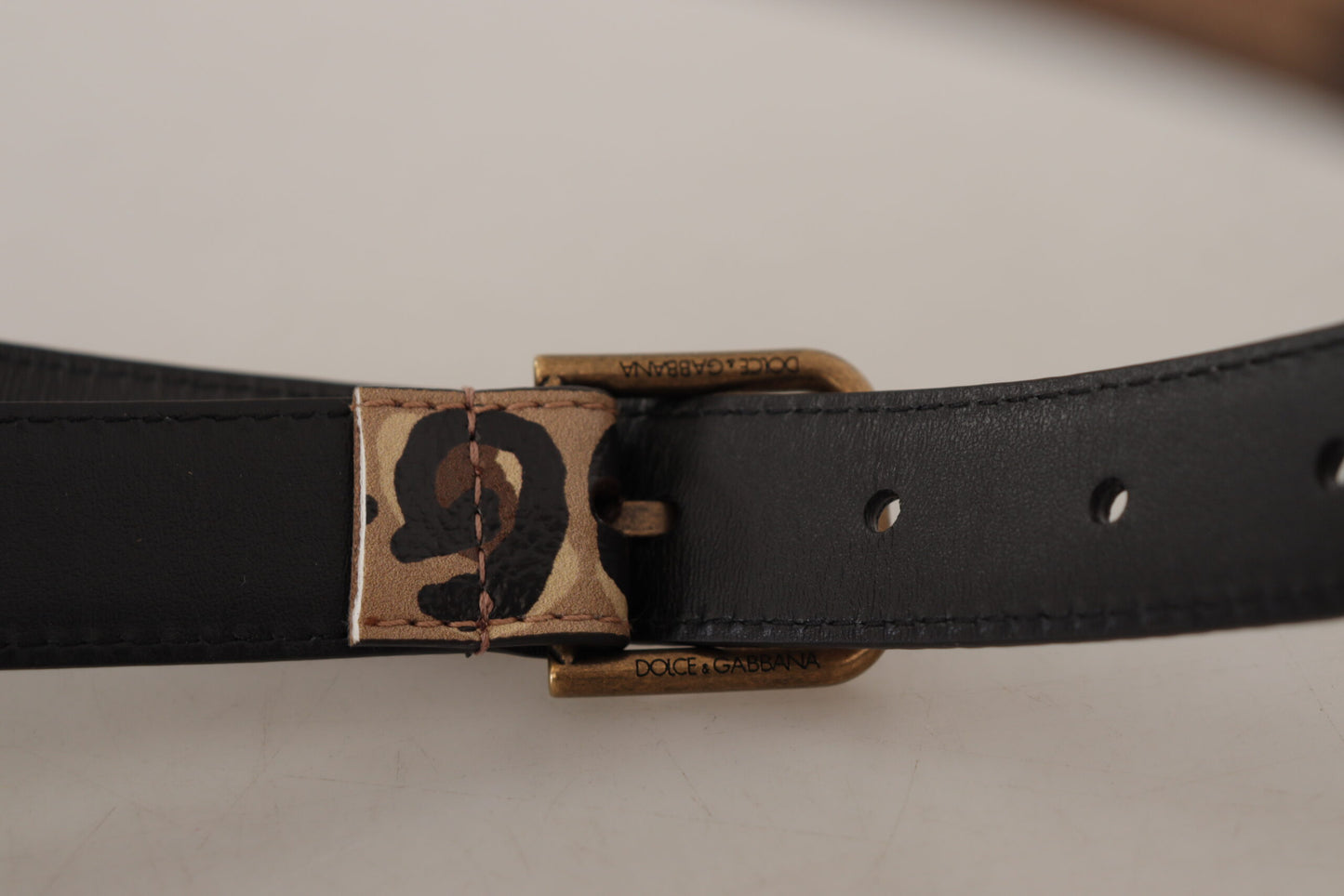 Ceinture Dolce & Gabbana vintage à boucle ardillon en métal et imprimé léopard marron