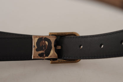 Ceinture Dolce & Gabbana vintage à boucle ardillon en métal et imprimé léopard marron