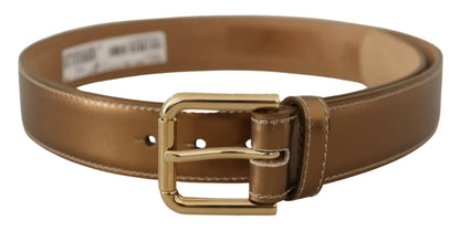 Ceinture Dolce & Gabbana en cuir de veau bronze avec boucle dorée siglée