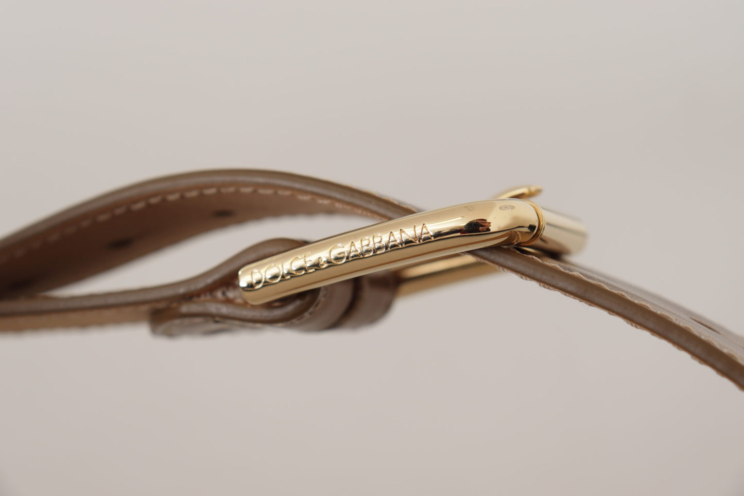 Ceinture Dolce & Gabbana en cuir de veau bronze avec boucle dorée siglée