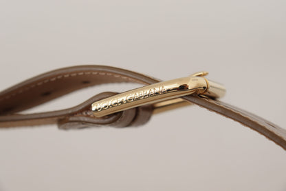 Ceinture Dolce & Gabbana en cuir de veau bronze avec boucle dorée siglée