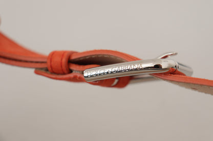 Ceinture Dolce & Gabbana en cuir suédé orange avec boucle en métal logo argenté