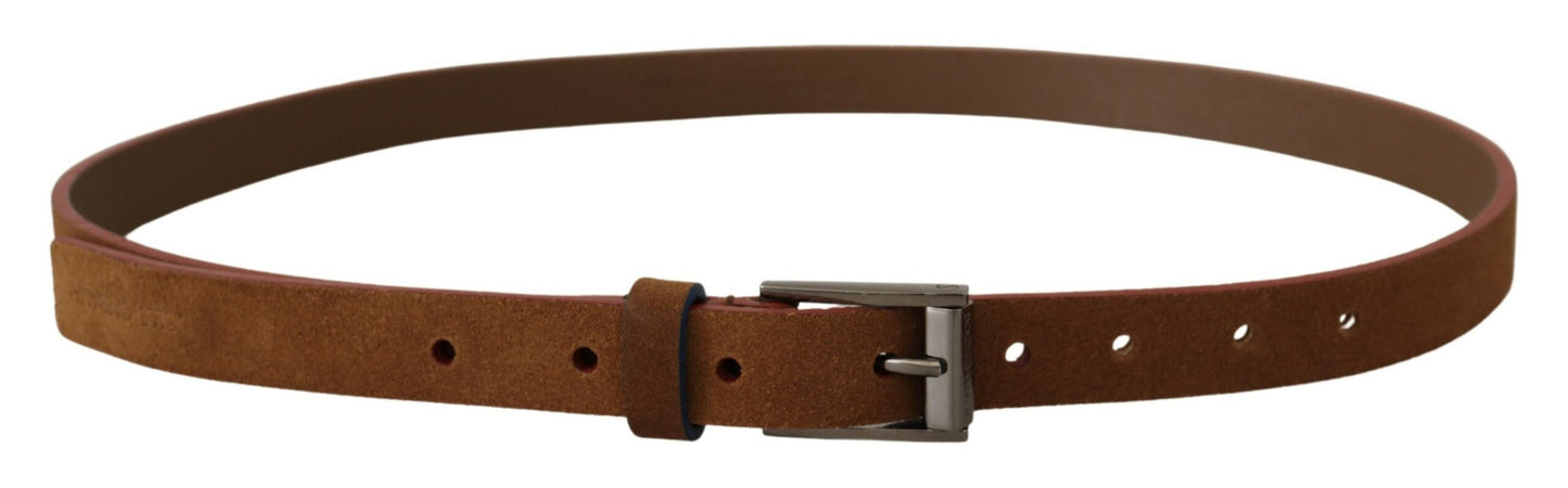 Ceinture Dolce & Gabbana avec Boucle en Métal Gravée du Logo Marron