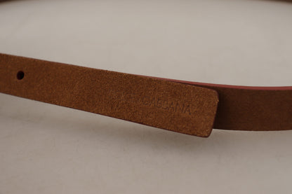 Ceinture Dolce & Gabbana avec Boucle en Métal Gravée du Logo Marron