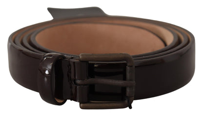 Ceinture Dolce & Gabbana en cuir verni noir avec boucle ardillon en métal logo à la taille