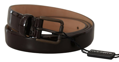 Ceinture Dolce & Gabbana en cuir verni noir avec boucle ardillon en métal logo à la taille