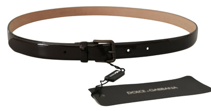 Ceinture Dolce & Gabbana en cuir verni noir avec boucle ardillon en métal logo à la taille