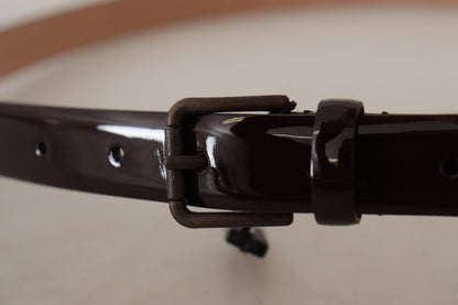 Ceinture Dolce & Gabbana en cuir verni noir avec boucle ardillon en métal logo à la taille