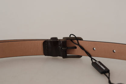Ceinture Dolce & Gabbana en cuir verni noir avec boucle ardillon en métal logo à la taille