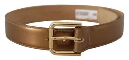 Ceinture Dolce & Gabbana en cuir bronze avec boucle gravée du logo doré