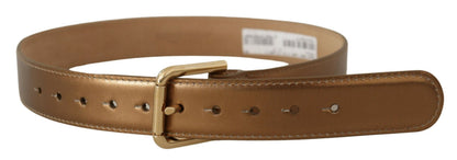 Ceinture Dolce & Gabbana en cuir bronze avec boucle gravée du logo doré