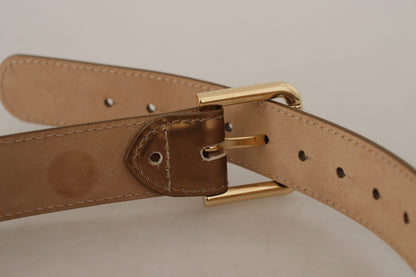 Ceinture Dolce & Gabbana en cuir bronze avec boucle gravée du logo doré
