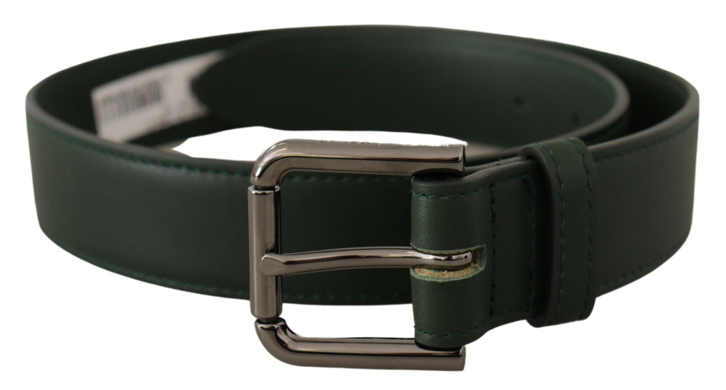 Ceinture Dolce & Gabbana en cuir vert armée avec boucle ardillon en métal logo à la taille