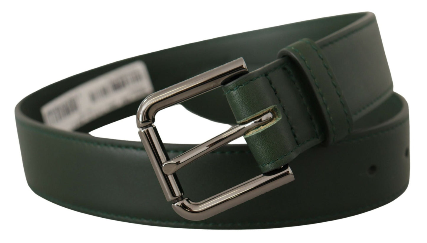 Ceinture Dolce & Gabbana en cuir vert armée avec boucle ardillon en métal logo à la taille