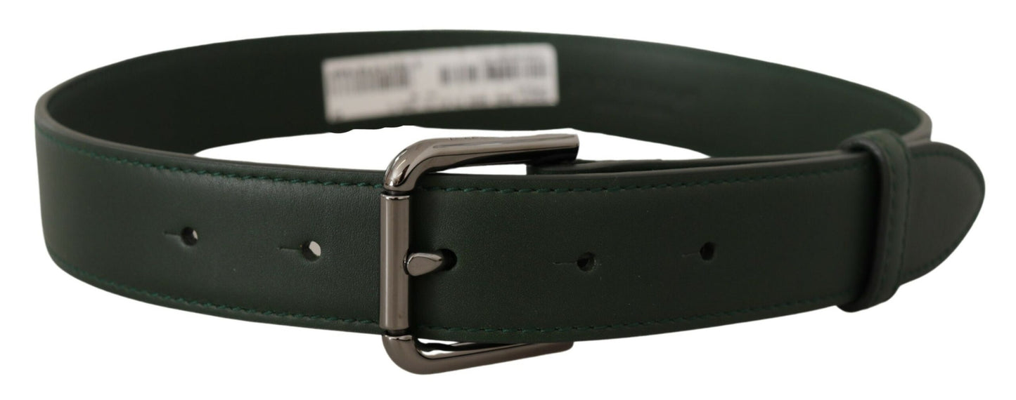 Ceinture Dolce & Gabbana en cuir vert armée avec boucle ardillon en métal logo à la taille