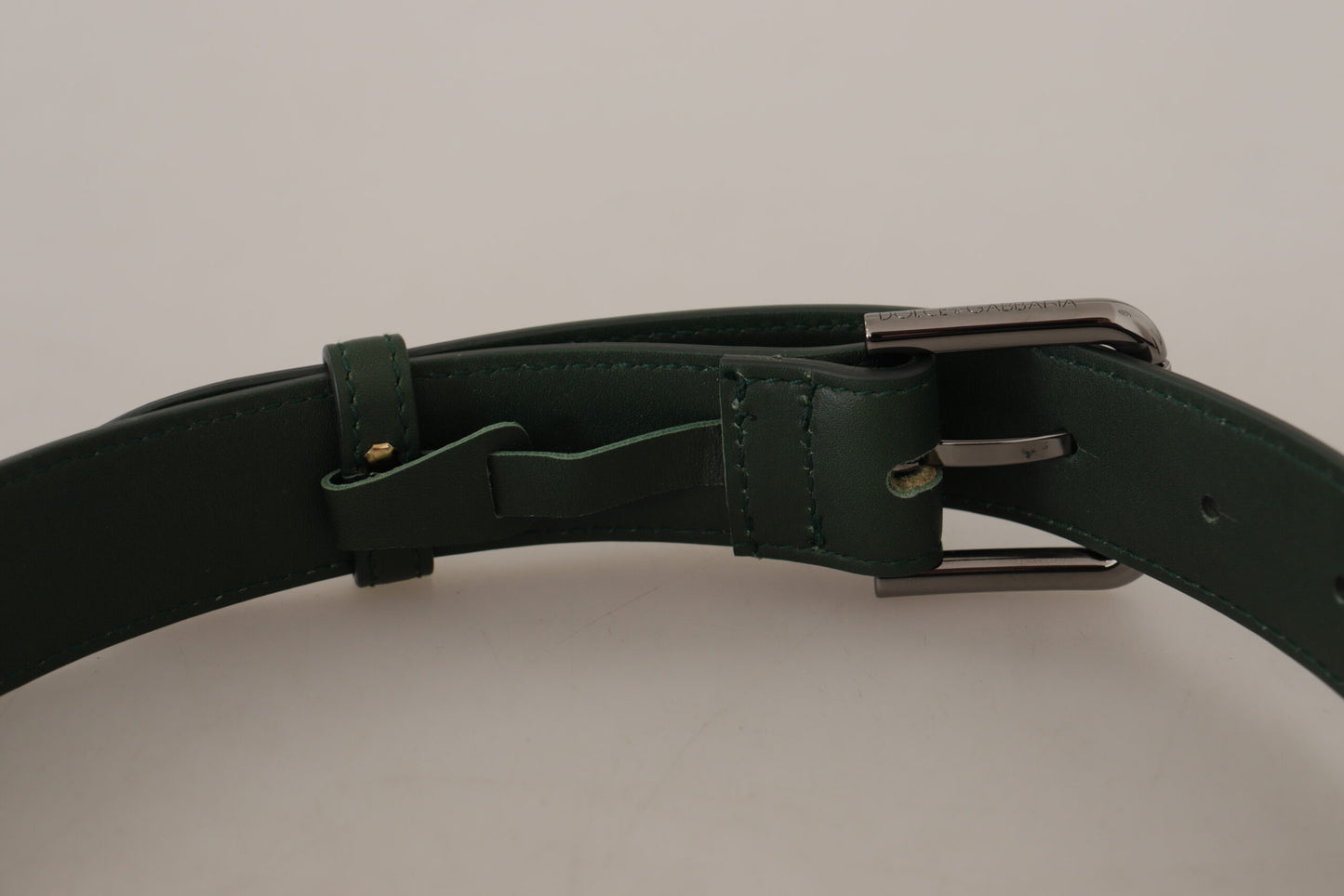 Ceinture Dolce & Gabbana en cuir vert armée avec boucle ardillon en métal logo à la taille