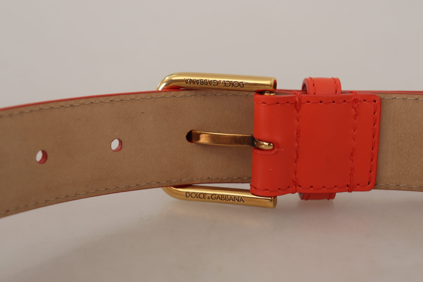 Dolce & Gabbana Auriculares Cinturón Micro Bolso Corazón Devotion de Cuero Naranja