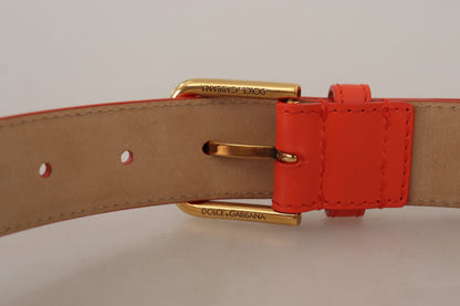 Dolce & Gabbana Auriculares Cinturón Micro Bolso Corazón Devotion de Cuero Naranja