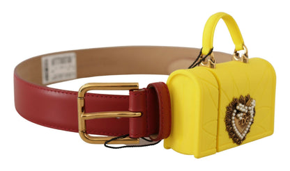 Ceinture Dolce & Gabbana en cuir rouge avec boucle cœur jaune DEVOTION
