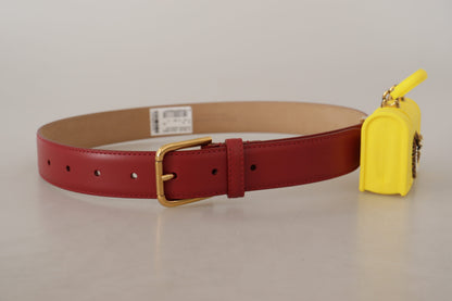 Ceinture Dolce & Gabbana en cuir rouge avec boucle cœur jaune DEVOTION