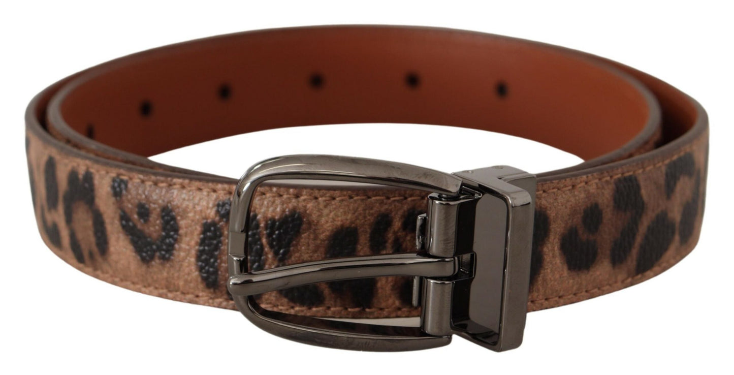 Ceinture Dolce & Gabbana léopard marron en cuir gaufré à boucle