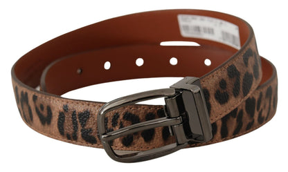 Ceinture Dolce & Gabbana léopard marron en cuir gaufré à boucle