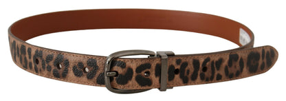 Ceinture Dolce & Gabbana léopard marron en cuir gaufré à boucle