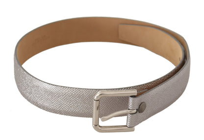 Ceinture Dolce & Gabbana en cuir argenté métallisé à boucle en métal à la taille