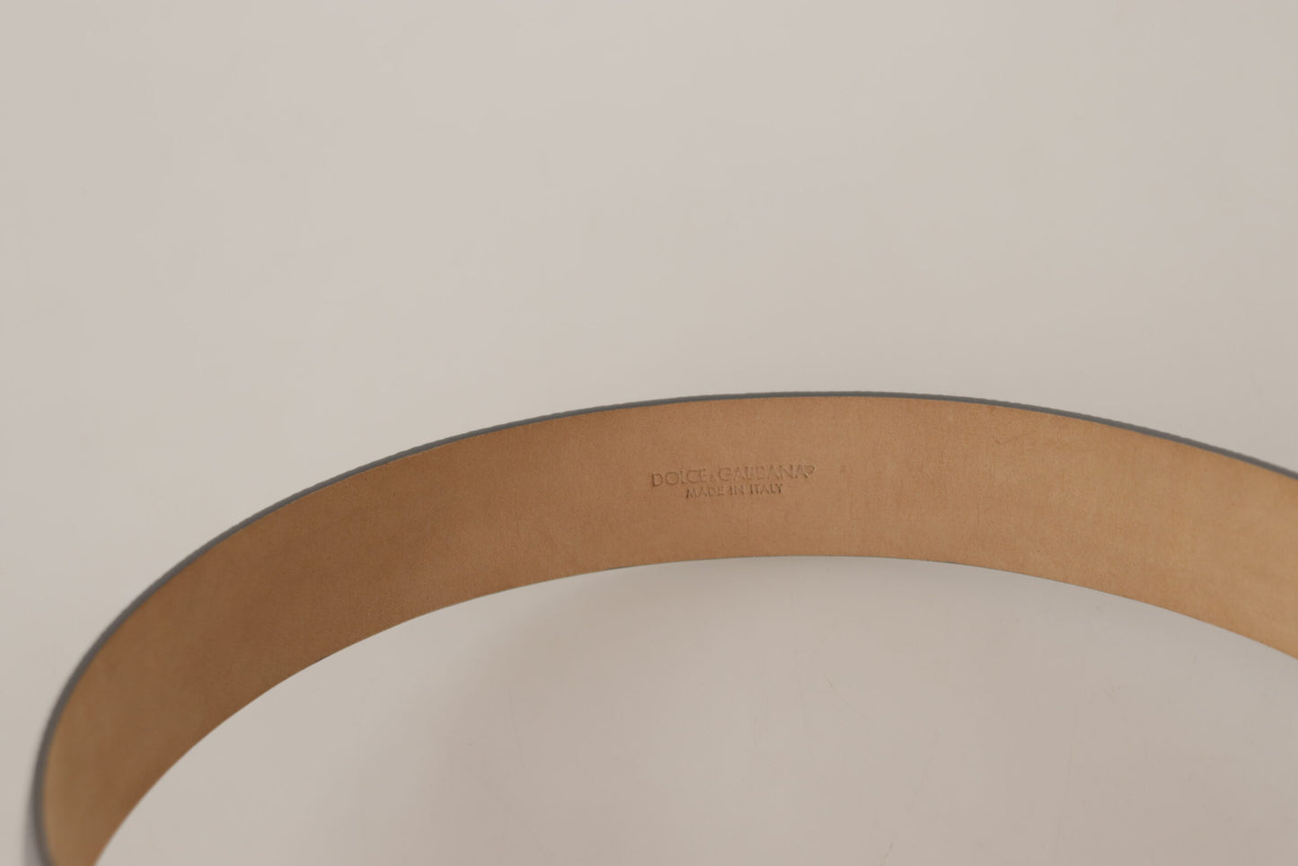 Ceinture Dolce & Gabbana en cuir argenté métallisé à boucle en métal à la taille
