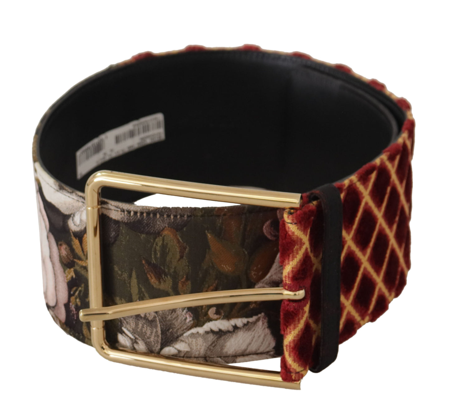 Ceinture Dolce & Gabbana multicolore en cuir large à boucle ardillon dorée motif floral