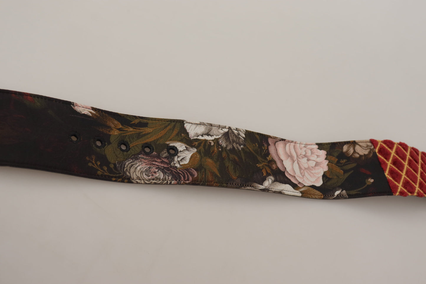 Ceinture Dolce & Gabbana multicolore en cuir large à boucle ardillon dorée motif floral