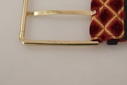 Ceinture Dolce & Gabbana multicolore en cuir large à boucle ardillon dorée motif floral