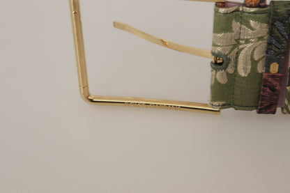 Ceinture Dolce & Gabbana en cuir multicolore brodé avec boucle en métal doré