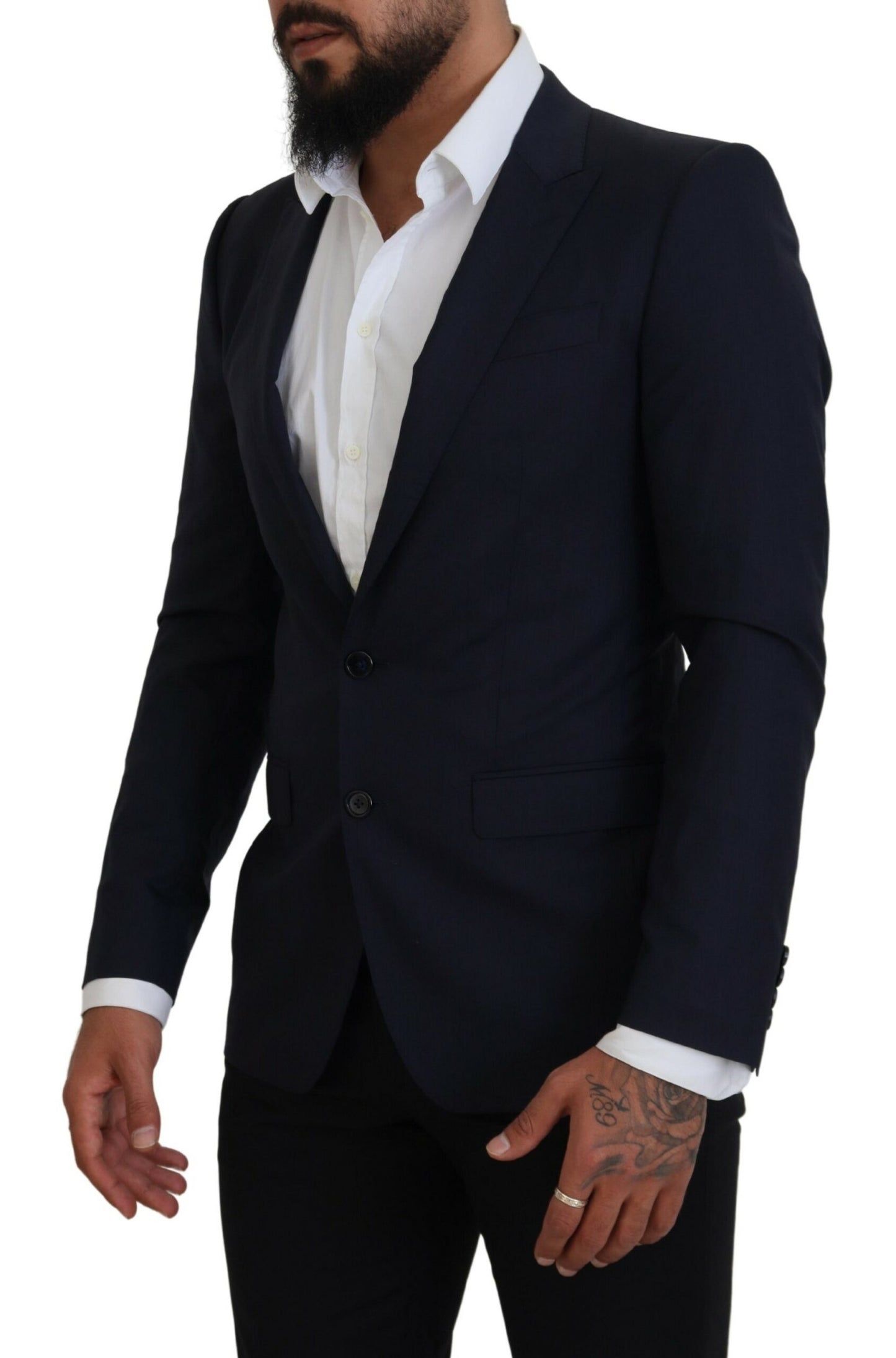 Veste/blazer de costume Dolce & Gabbana en laine bleue coupe slim