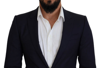 Veste/blazer de costume Dolce & Gabbana en laine bleue coupe slim