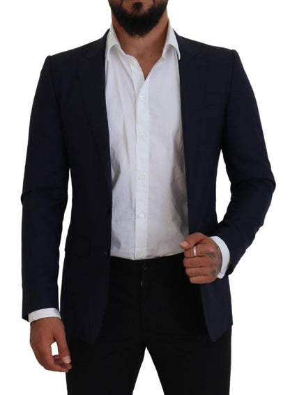 Veste/blazer de costume Dolce & Gabbana en laine bleue coupe slim