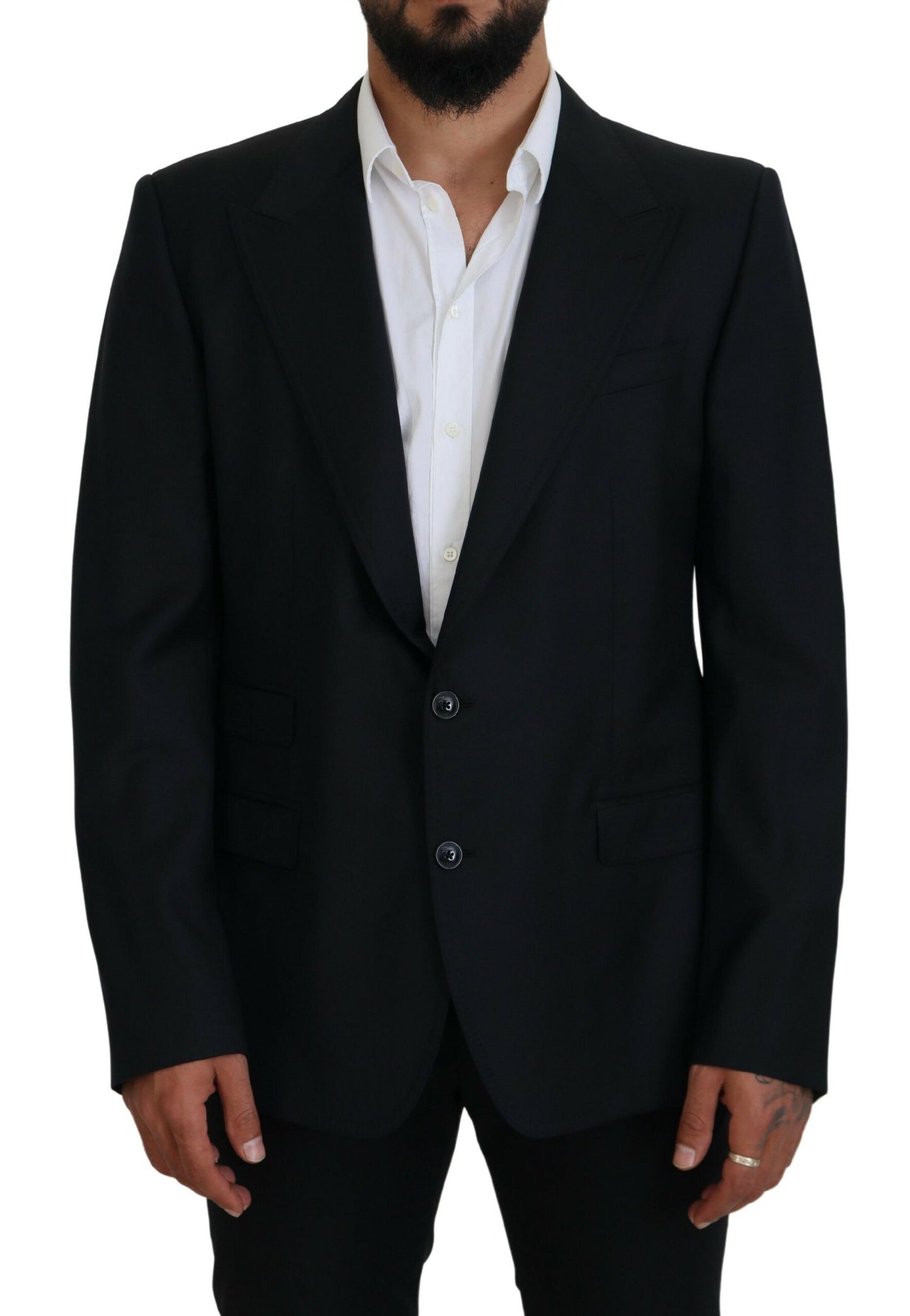 Dolce & Gabbana Blazer de Costume Sicilia en Laine Bleu Foncé