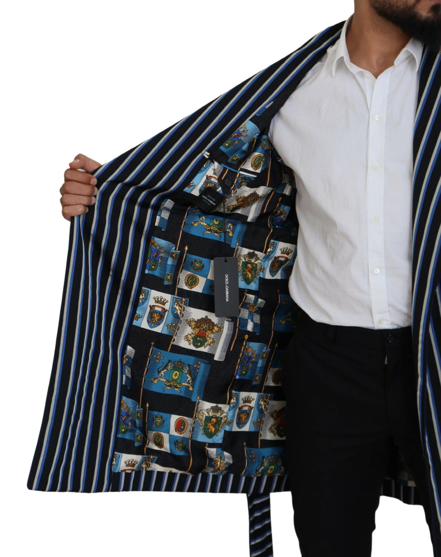Robe Dolce & Gabbana doublée d'un imprimé Martini noir et bleu