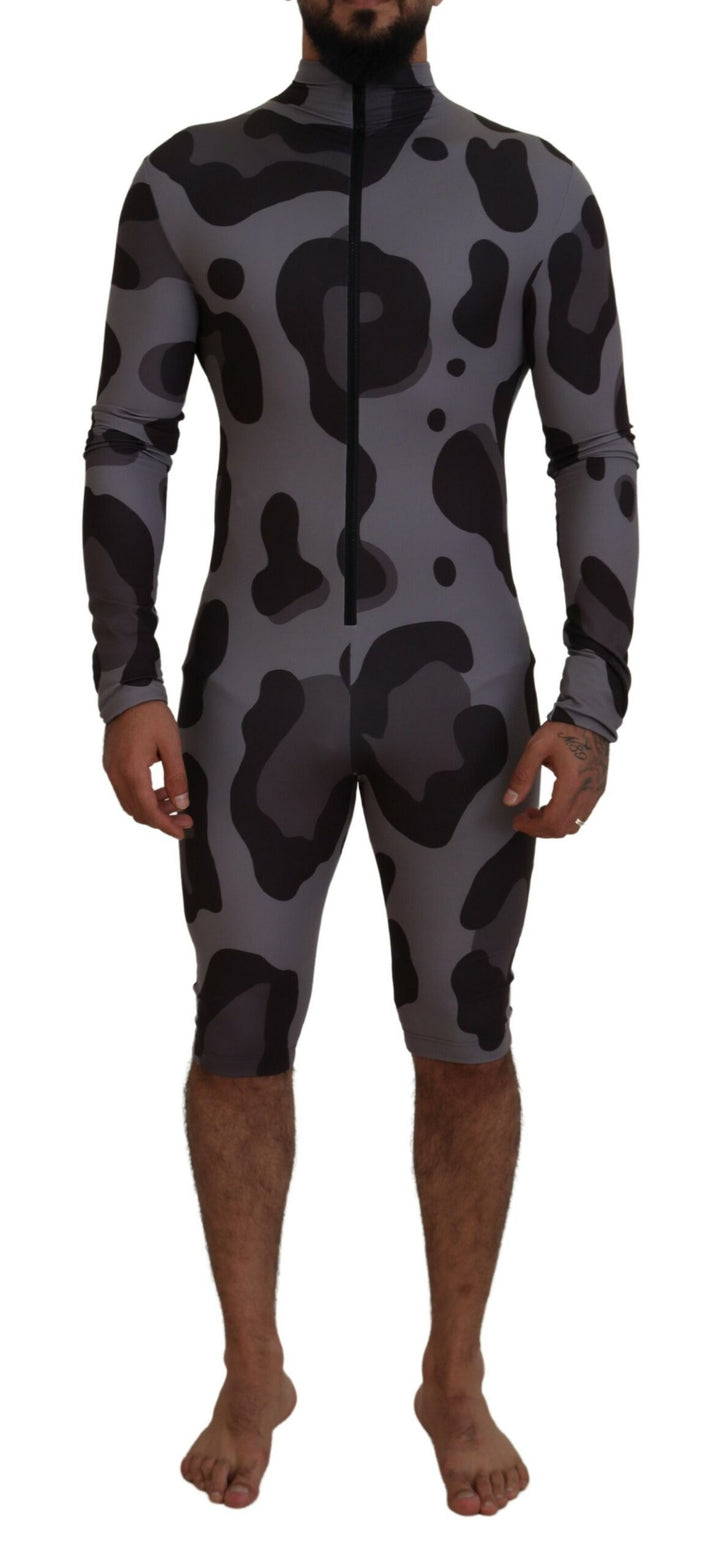 Traje de baño de neopreno con estampado gris de poliéster Dolce & Gabbana
