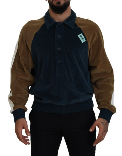 Pull col polo en coton multicolore Dolce & Gabbana