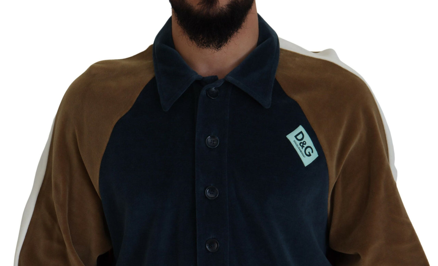 Pull col polo en coton multicolore Dolce & Gabbana