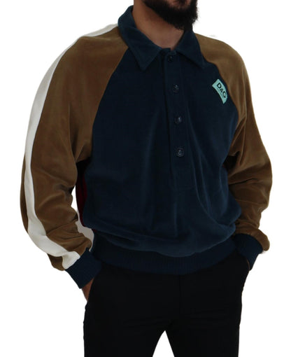 Pull col polo en coton multicolore Dolce & Gabbana