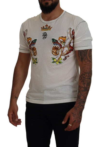 T-shirt blanc à manches courtes imprimé Dolce & Gabbana pour homme