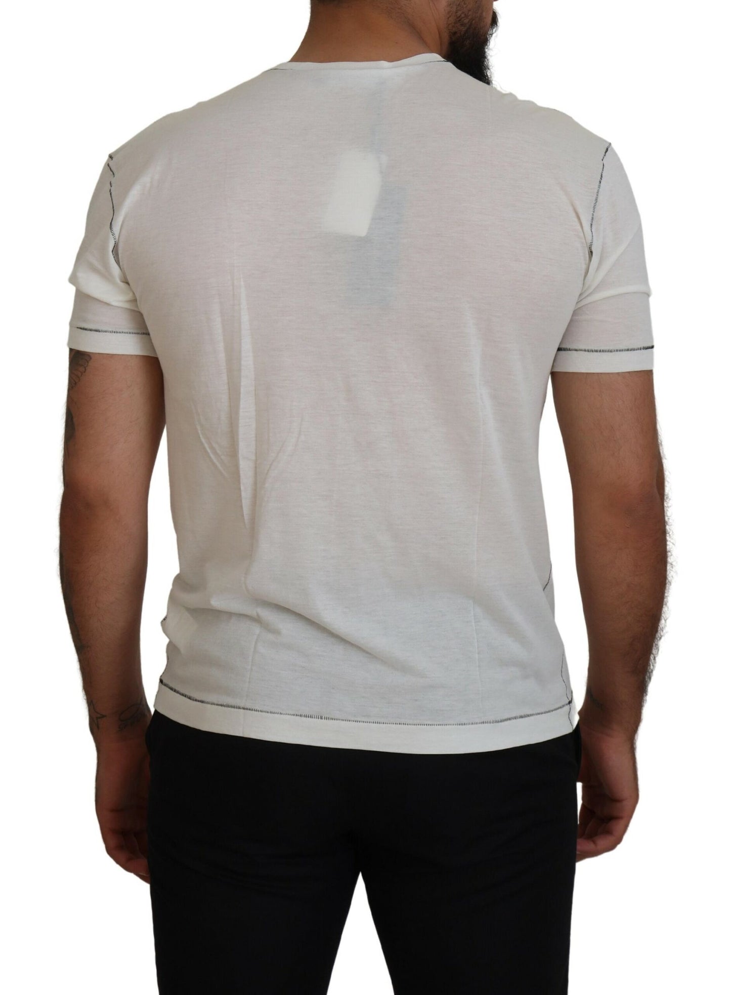 T-shirt blanc à manches courtes imprimé Dolce & Gabbana pour homme