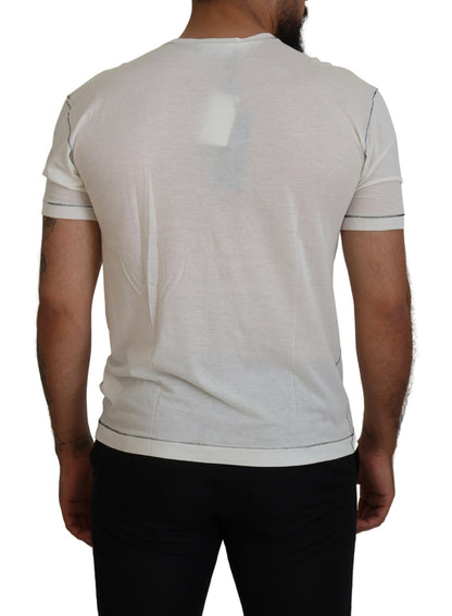 T-shirt blanc à manches courtes imprimé Dolce & Gabbana pour homme