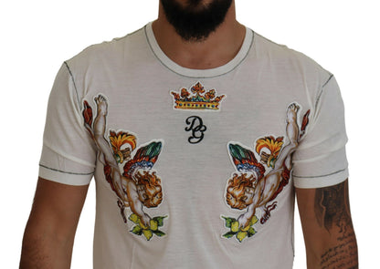 T-shirt blanc à manches courtes imprimé Dolce & Gabbana pour homme